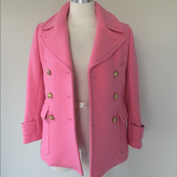 ❌SOLD❌J.Crew Pink Stadium Majesty pea coat 000P - Picture 7 of 7